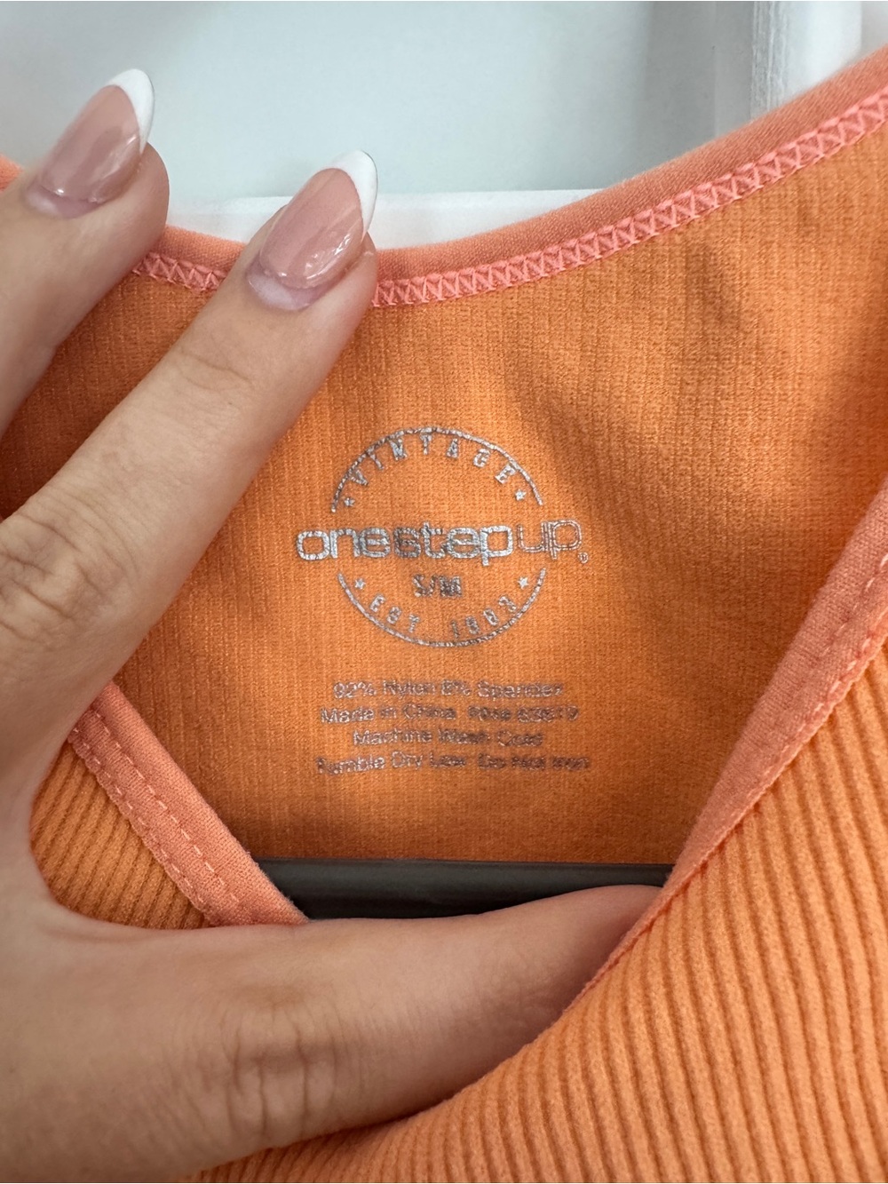 One Step Ahead Orange Ribbed Racerback Tank - Picture 3 of 3